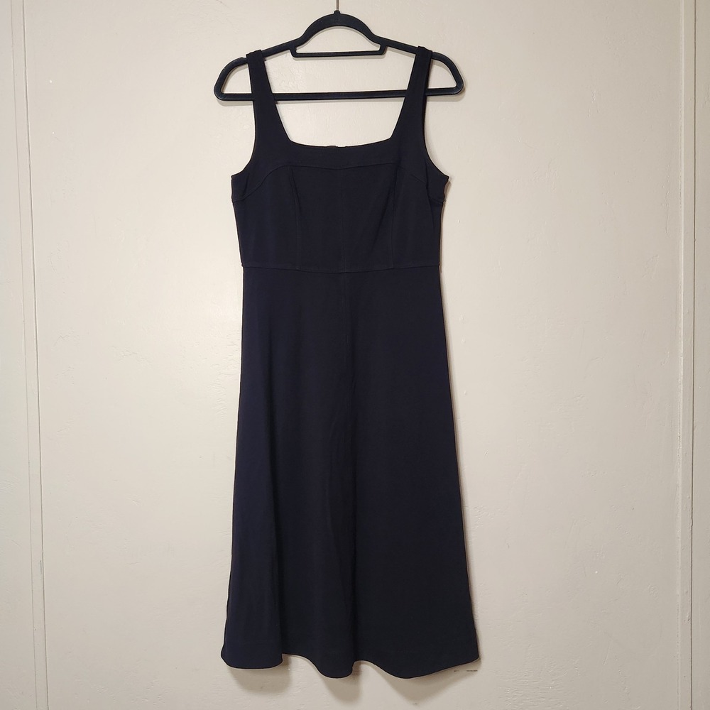 Loft Fit And Flare Tank Dress Black Midi Size 8
